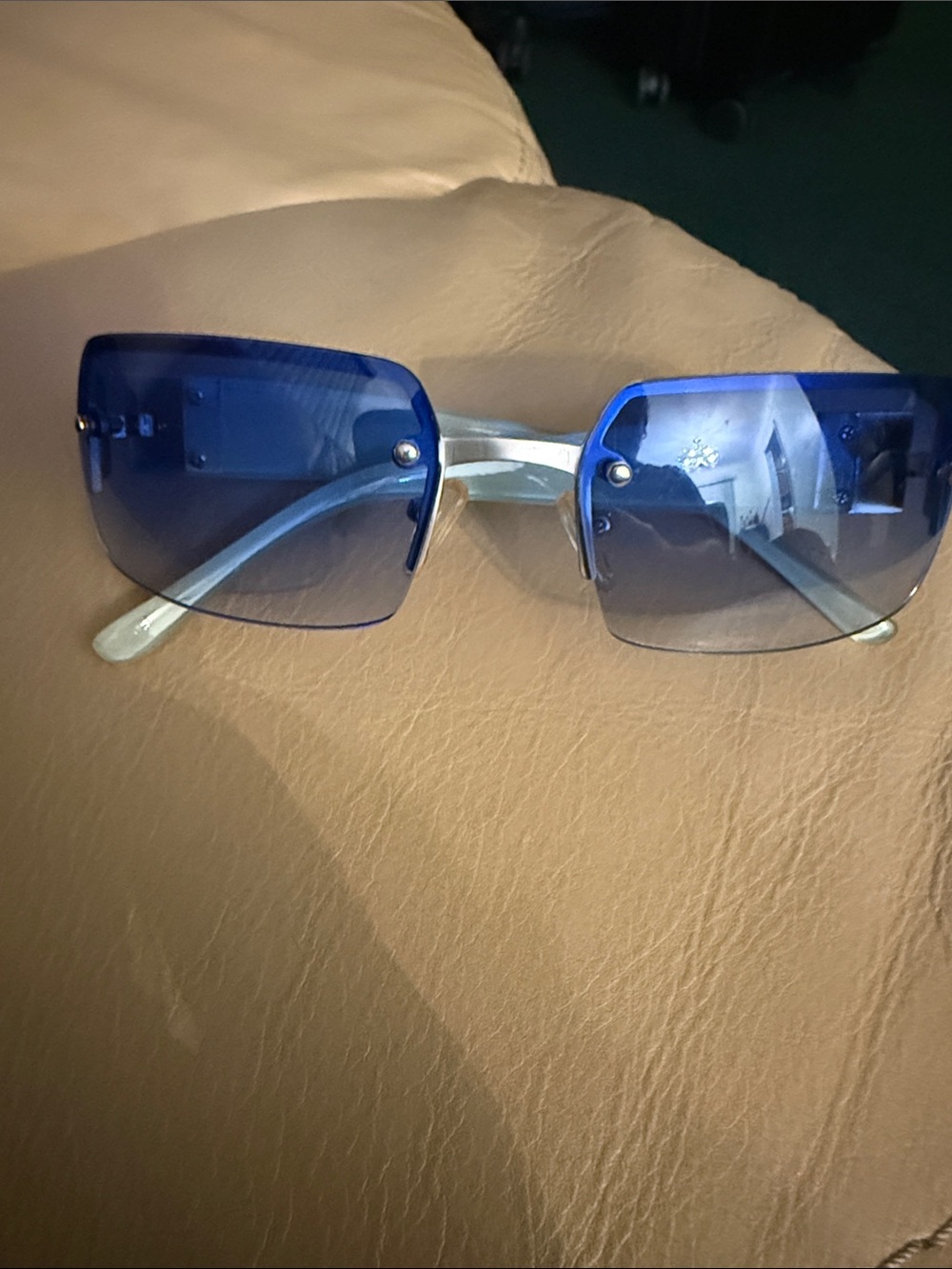 Blue Rimless Women's Sunglasses